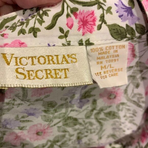 Victoria's Secret Vintage Gold Label floral cotton with lace sleeping shirt M/L - Picture 10 of 15